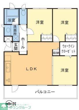 KENZO HAUSYOKODAI(3LDK/1階)の間取り写真
