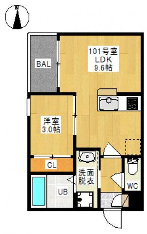 REGALEST 医大南(1LDK/1階)の間取り写真