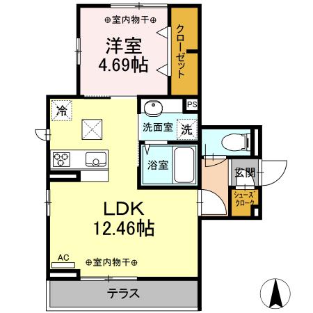 ボナール(1LDK/1階)の間取り写真