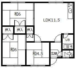 旭レジデンス(3LDK/3階)の間取り写真