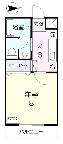 コーポ半田5(1K/2階)の間取り写真