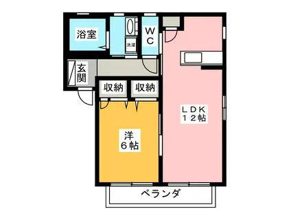 アネックス浅井D(1LDK/2階)の間取り写真