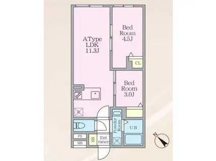 エルファーロ早稲田(2LDK/3階)の間取り写真