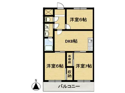サカテハイツ(3DK/6階)の間取り写真