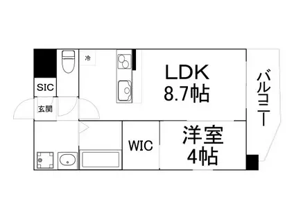クローバー・グランデ今里(1LDK/4階)の間取り写真