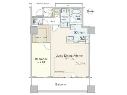 プレサンスレジェンド堺筋本町タワー(1SLDK/22階)の間取り写真