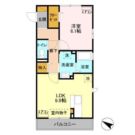 イーストファインヒルズ(1LDK/3階)の間取り写真