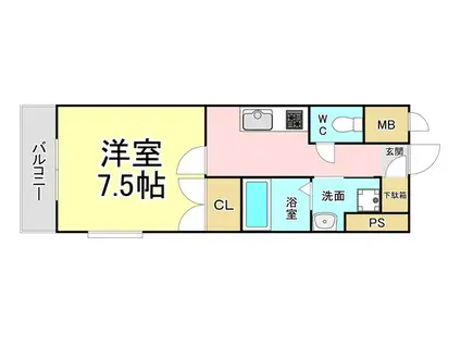 リファレンス小倉駅前(1K/6階)の間取り写真