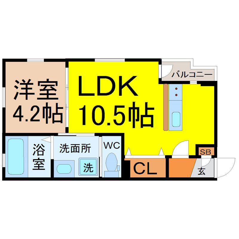 DEVELD菊井(1LDK/3階)の間取り写真