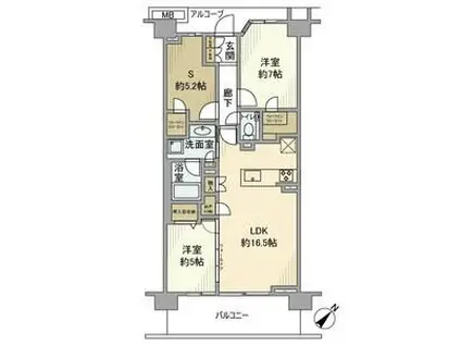 プラウドシティ越中島 アクアテラス棟(2SLDK/5階)の間取り写真