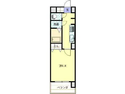 グランアズール浦上(1K/4階)の間取り写真