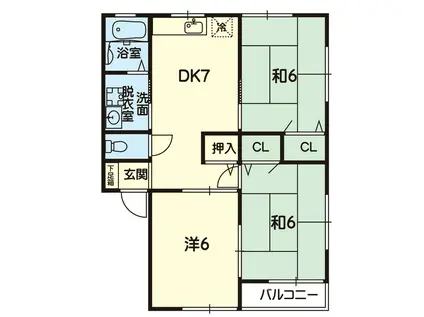 ファミール深川A・B(3DK/2階)の間取り写真