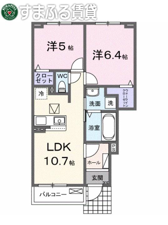 セイバリー あかね(2LDK/1階)の間取り写真