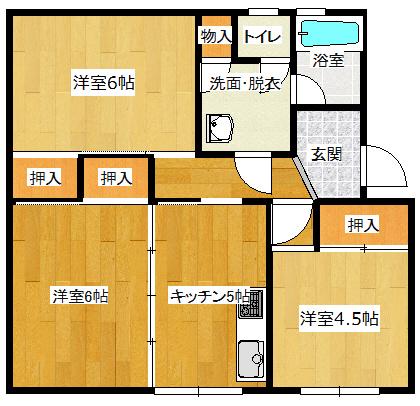 知手マンション(3DK/5階)の間取り写真