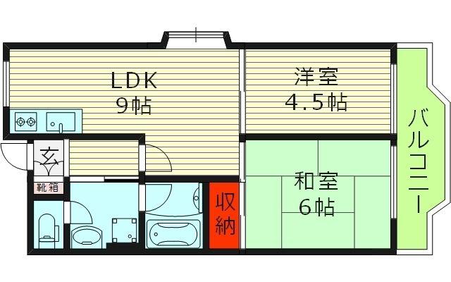 日宝ライフ放出西(2LDK/4階)の間取り写真