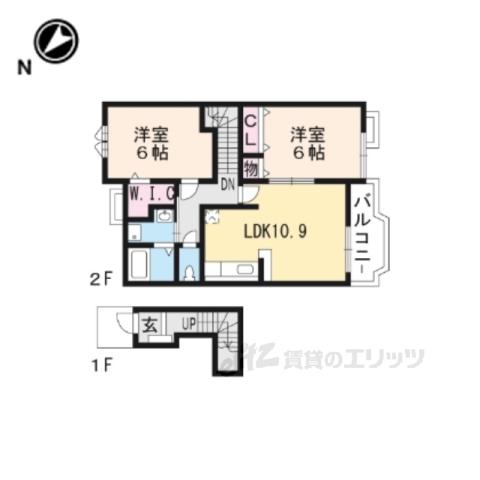 ウイステリア(2LDK/2階)の間取り写真