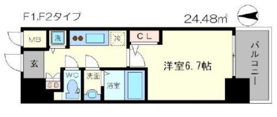 エスリード松屋町サウス(1K/4階)の間取り写真