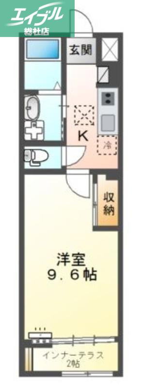 シェルル中畝(1K/1階)の間取り写真