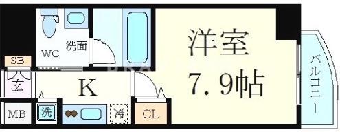 アーデン堺筋本町(1K/12階)の間取り写真