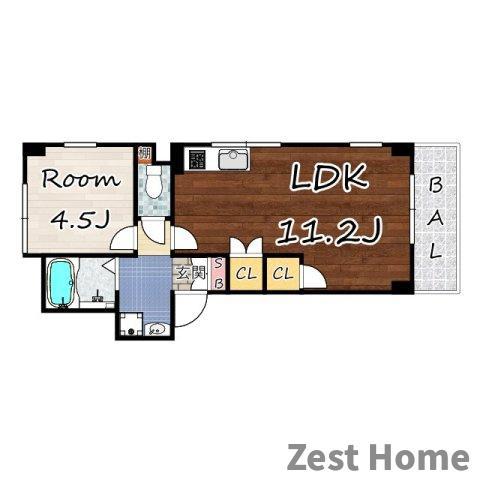 TSUKAGUCHI HOUSE(1LDK/1階)の間取り写真