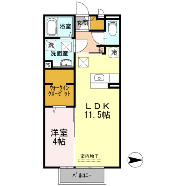 セジュールショコラ(1LDK/1階)の間取り写真