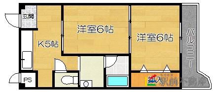 サニープレイス(2K/3階)の間取り写真