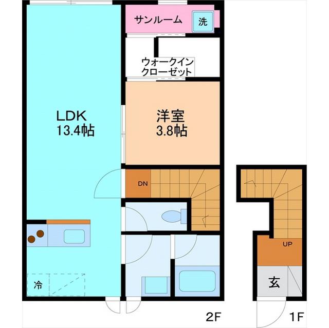 ラヴィニール(1LDK/2階)の間取り写真