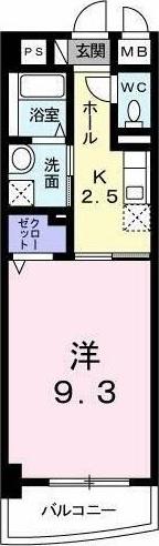 レーヴダンジュI(1K/2階)の間取り写真