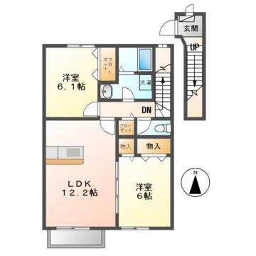プラシード A(2LDK/2階)の間取り写真