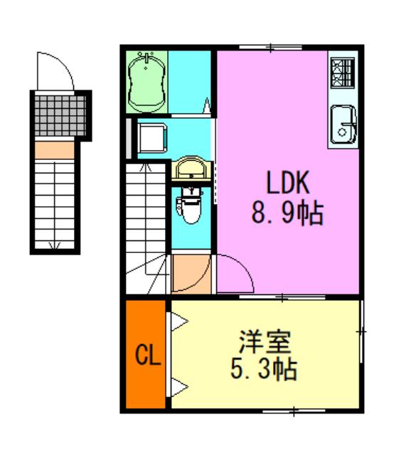 ナリトモ赤井A(1LDK/2階)の間取り写真