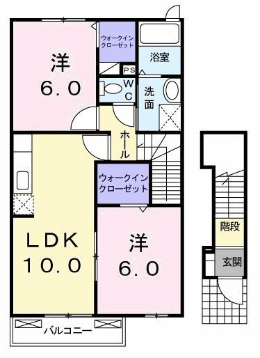 サニージェルメA 202(2LDK/2階)の間取り写真