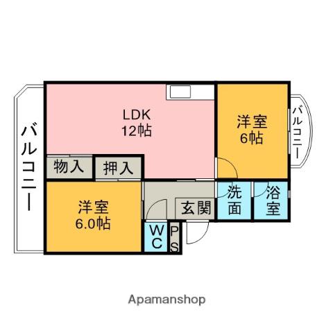 グランメール幸(2LDK/1階)の間取り写真