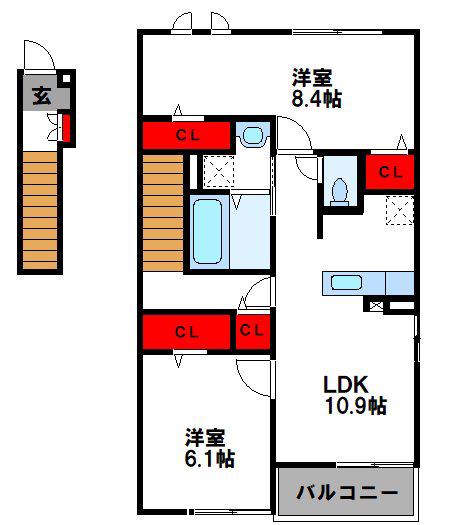 グランリオ(2LDK/2階)の間取り写真