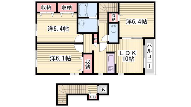 サンテヴィル(3LDK/2階)の間取り写真