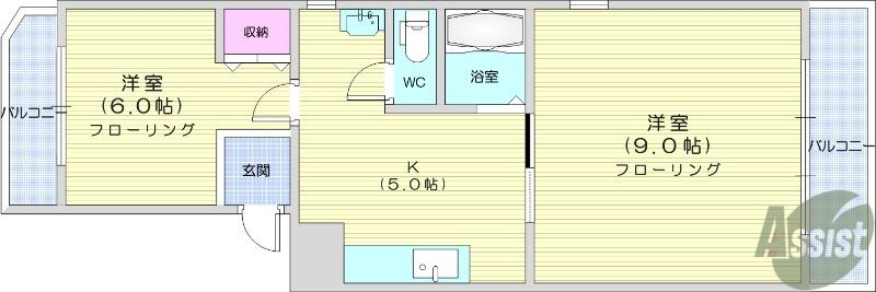 パレルミール(2K/3階)の間取り写真