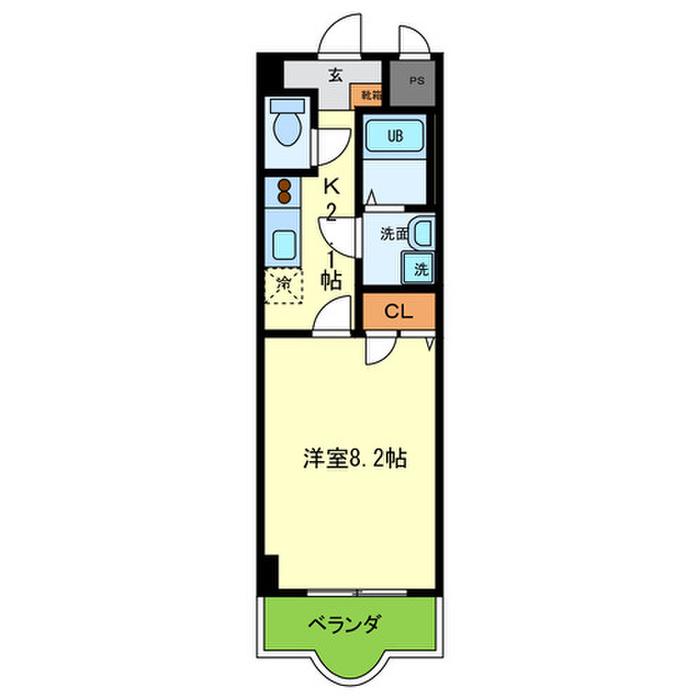 ルミエール八尾II(1K/9階)の間取り写真