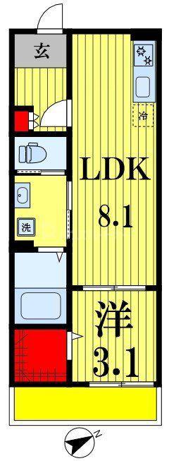 ASJ南流山(1LDK/2階)の間取り写真