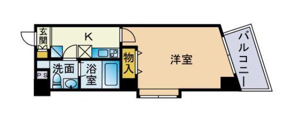 リファインかむろ坂(1K/6階)の間取り写真
