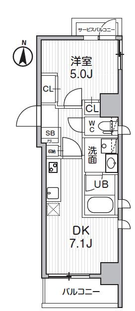 ALTERNA錦糸町 旧トラディス江東橋(1DK/2階)の間取り写真