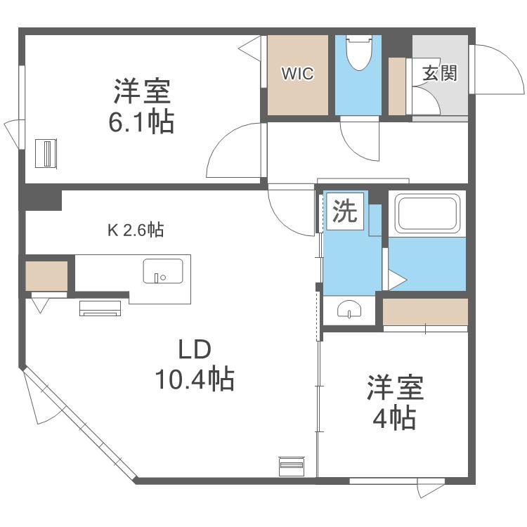 アルファスクエアドミニオン北18条(2LDK/3階)の間取り写真