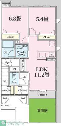 ロアジス(2LDK/1階)の間取り写真