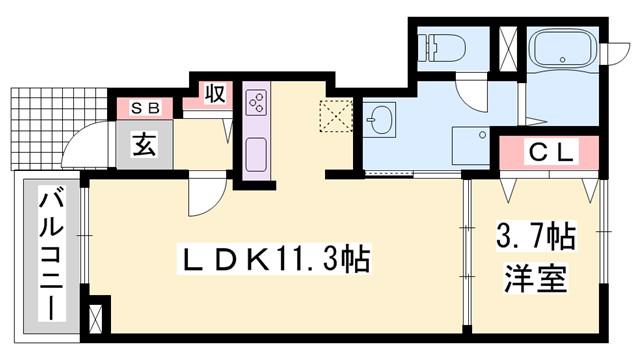 ベルグラース赤穂(1LDK/1階)の間取り写真