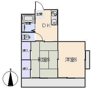 メゾン魚町(2K/2階)の間取り写真