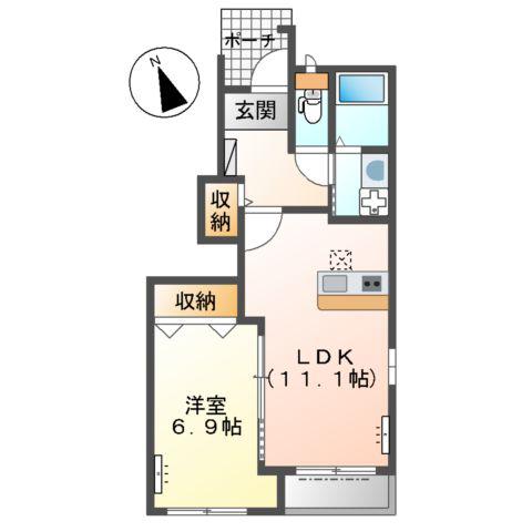 メゾンエーグル(1LDK/1階)の間取り写真