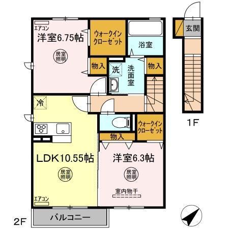 TETTO VERDE(2LDK/2階)の間取り写真
