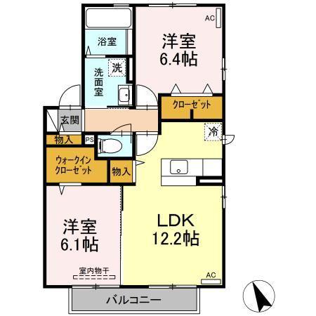 ドリーム・キャンパスII(2LDK/2階)の間取り写真