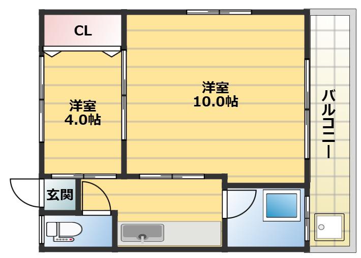青山マンション(2DK/4階)の間取り写真