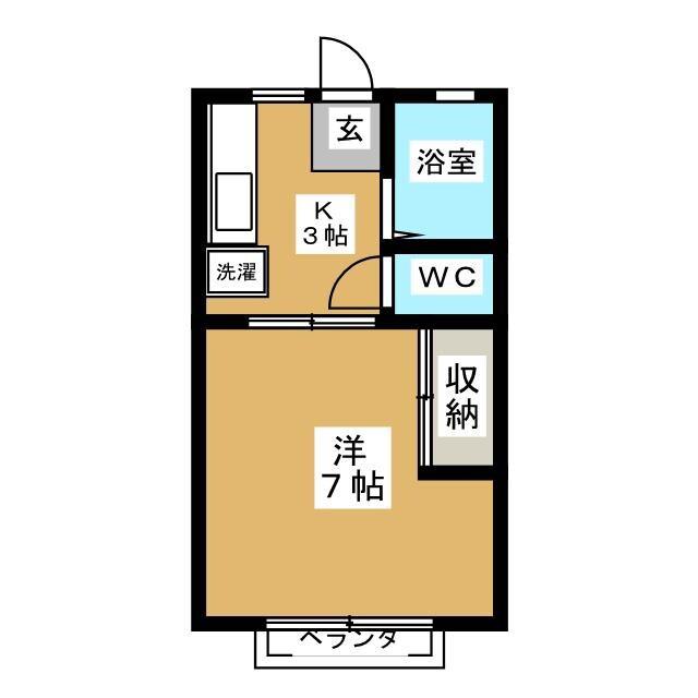 サンシティ林セブン B(1K/1階)の間取り写真