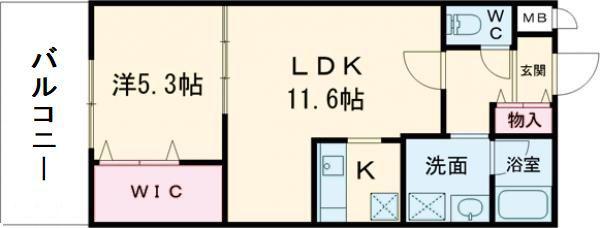 フジパレストゥインクル(1LDK/1階)の間取り写真