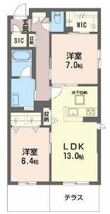 シャーメゾン渋川III(2LDK/1階)の間取り写真
